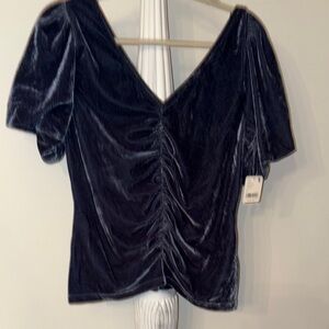 Free people velvet top cinched front new tag size is large blue